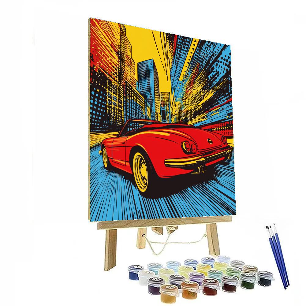 Lichtenstein Inspired Pop Vintage Car Numbered painting kits