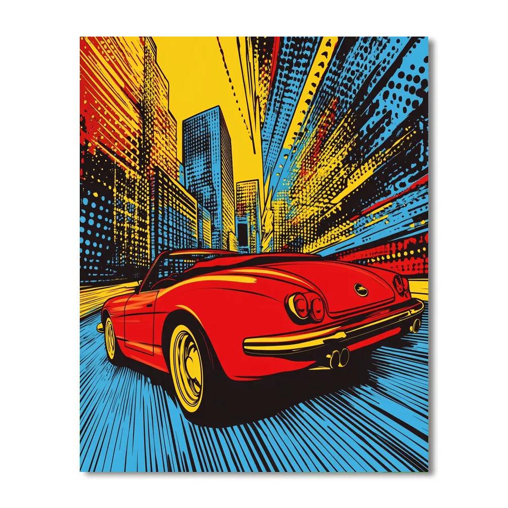 Lichtenstein Inspired Pop Vintage Car Numbered painting kits