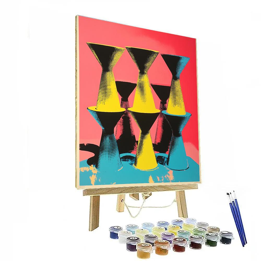 Warhol Inspired Neon Ice Cream Grid Number painting