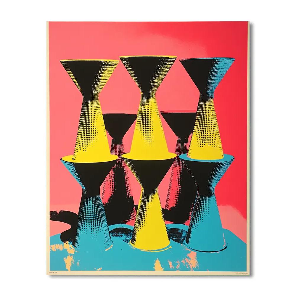 Warhol Inspired Neon Ice Cream Grid Number painting