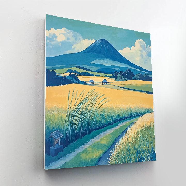 Hokusai Inspired Wind Over Rice Fields painting number kit