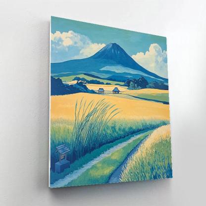 Hokusai Inspired Wind Over Rice Fields painting number kit