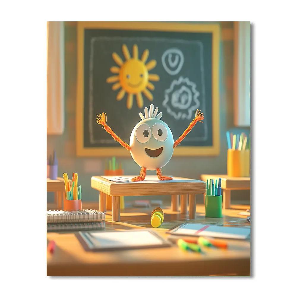 Forky Classroom Desk Question Time Disney Inspired Number painting
