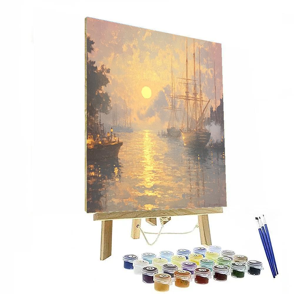 Turner Inspired Burning Sunset Harbor DIY paint by numbers