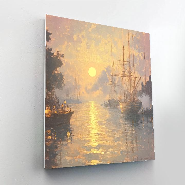 Turner Inspired Burning Sunset Harbor DIY paint by numbers