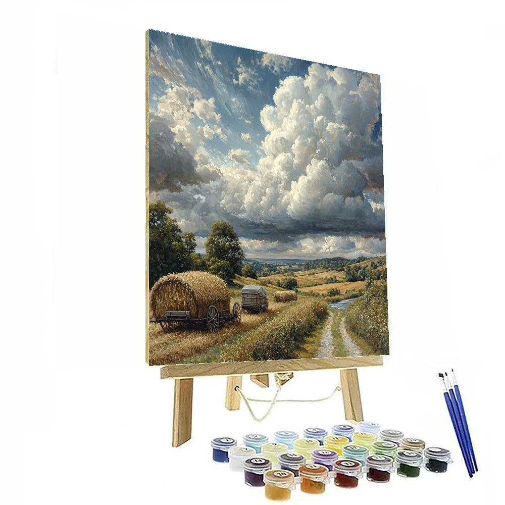 Constable Inspired Hayfield Clouds Number painting