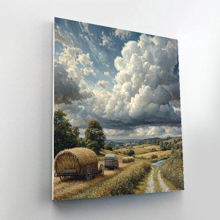 Constable Inspired Hayfield Clouds Number painting