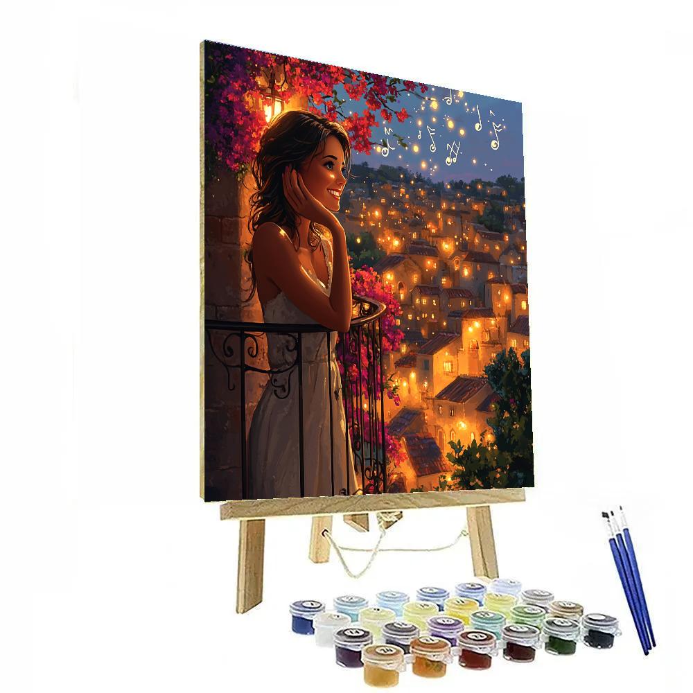 Dolores Balcony Listening Sunset Disney Inspired paint by color