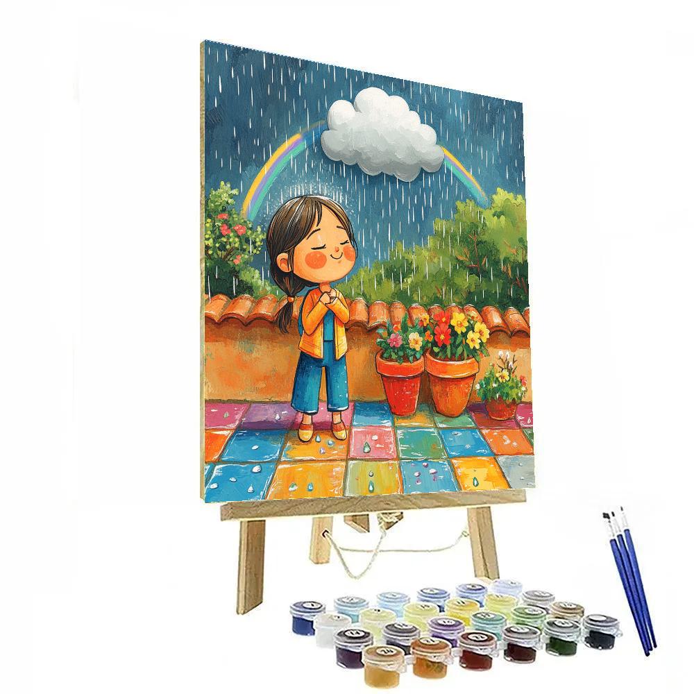 Pepa Rain Cloud Rainbow Patio Disney Inspired paint by numbers