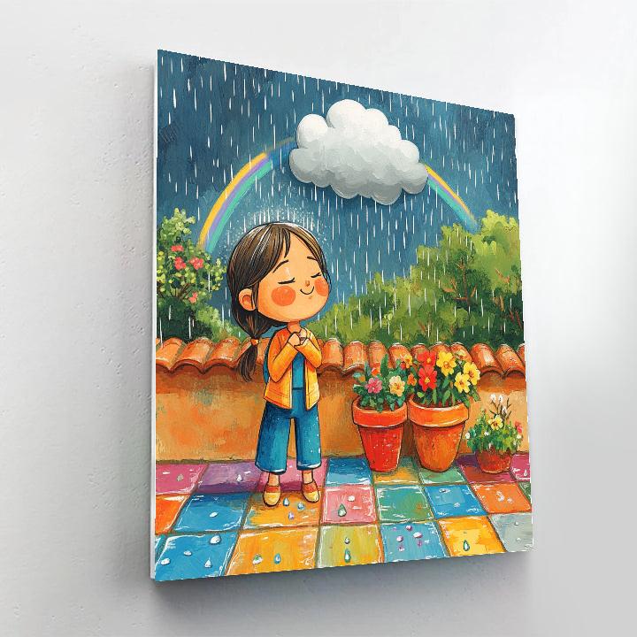 Pepa Rain Cloud Rainbow Patio Disney Inspired paint by numbers