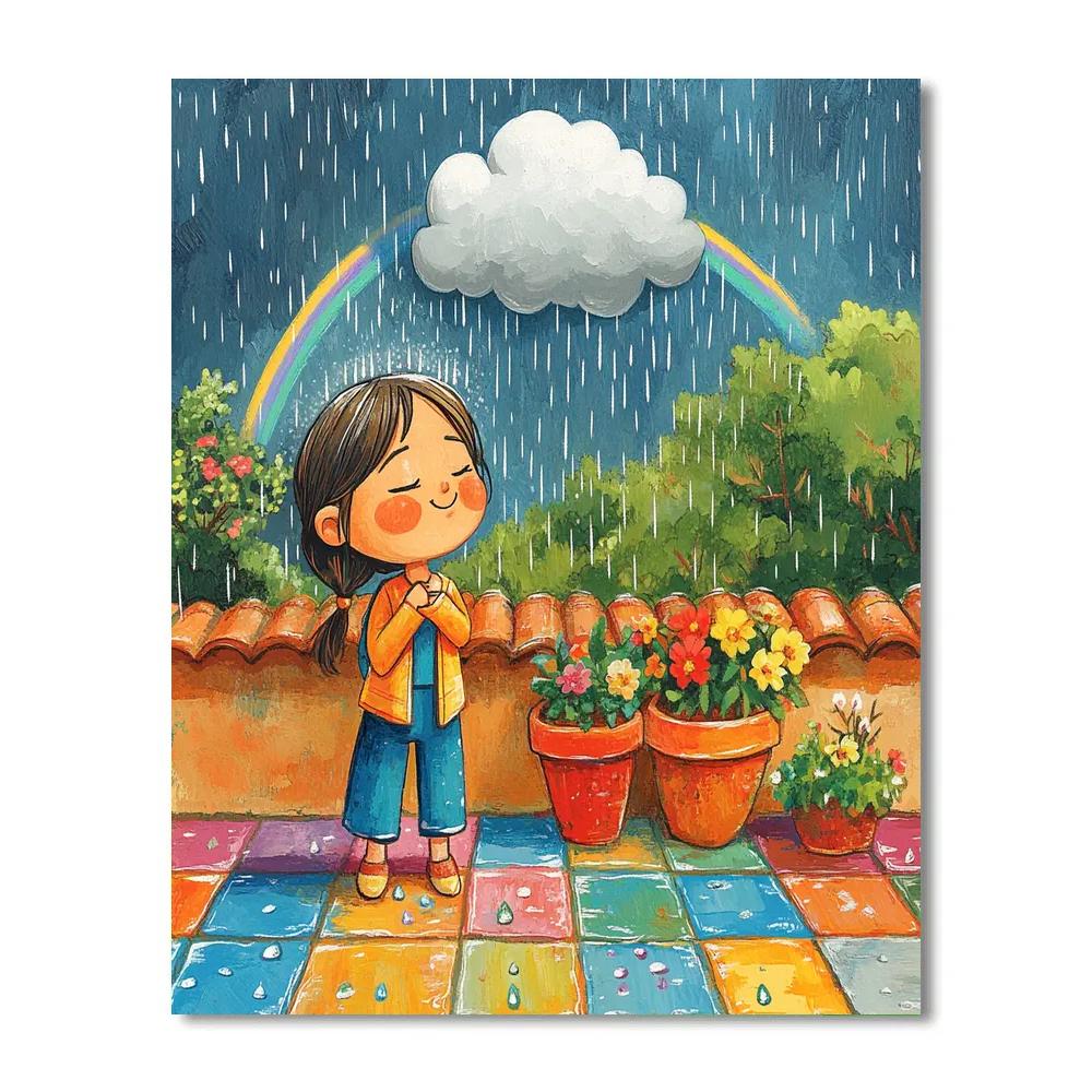 Pepa Rain Cloud Rainbow Patio Disney Inspired paint by numbers
