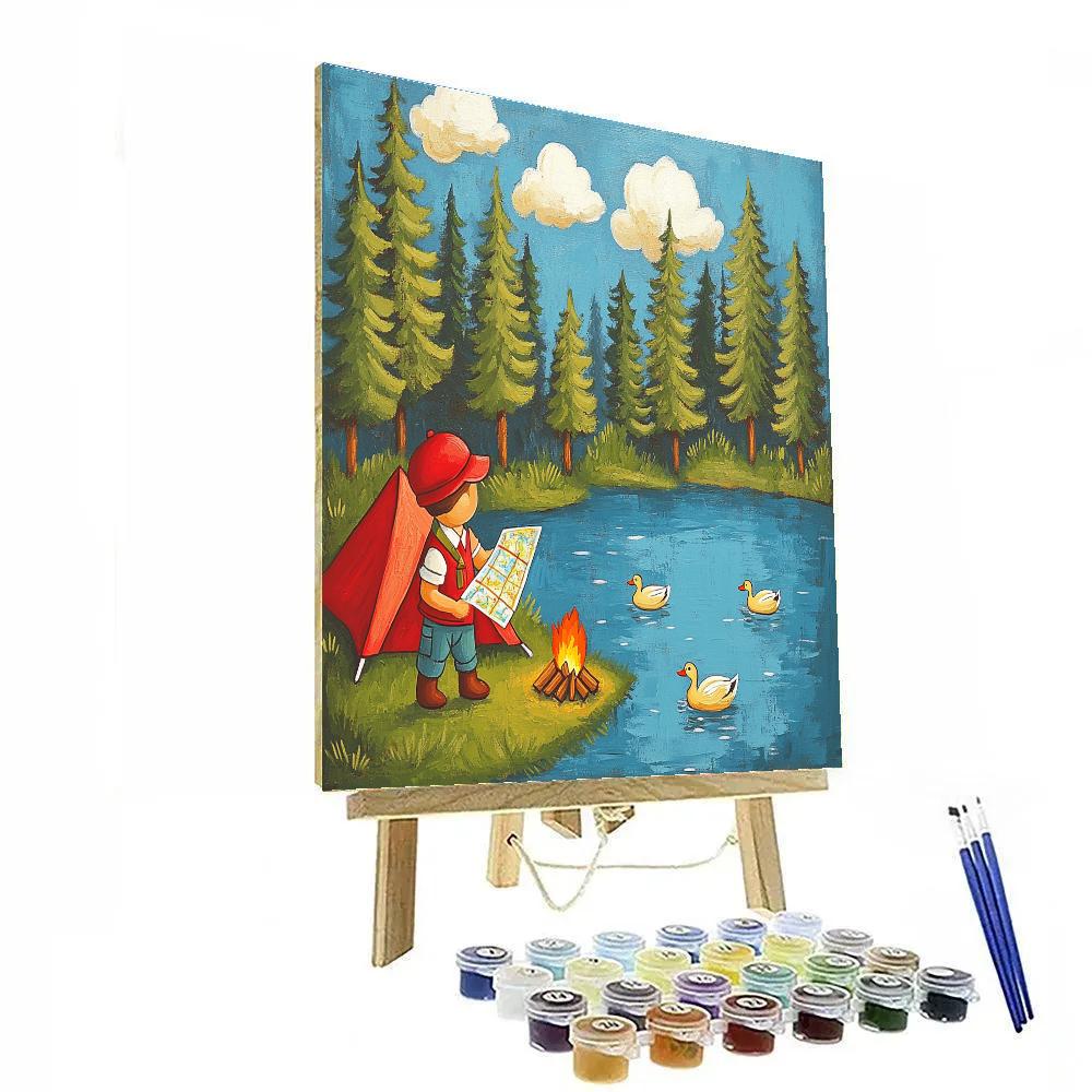 Huey Duck Scout Lake Campout Disney Inspired Number painting