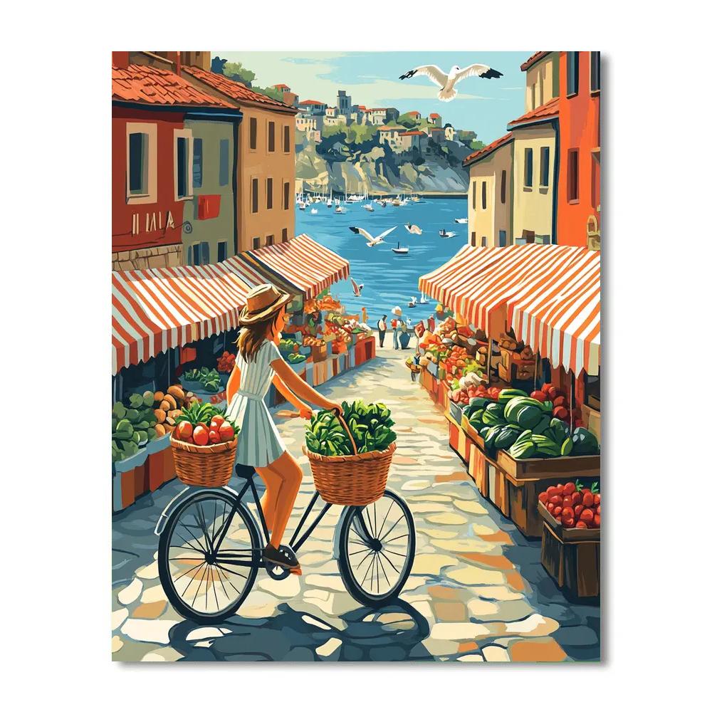Giulia Seaside Bike Market Ride Disney Inspired Painting by numbers kit