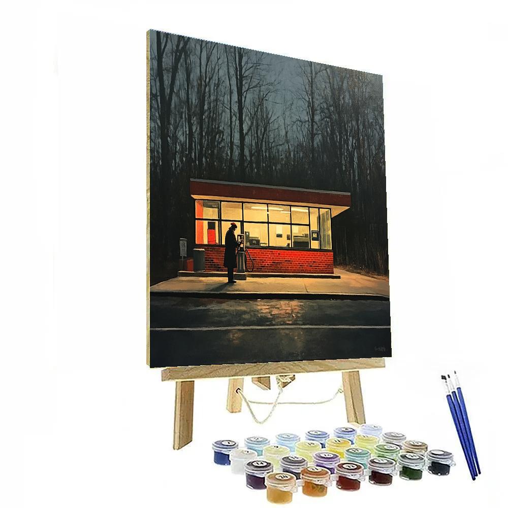 Hopper Inspired Silent Gas Station Painting by numbers kit