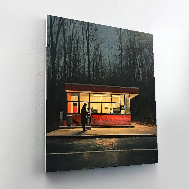 Hopper Inspired Silent Gas Station Painting by numbers kit