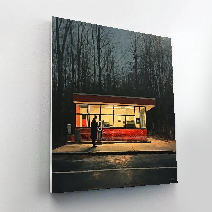 Hopper Inspired Silent Gas Station Painting by numbers kit