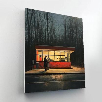 Hopper Inspired Silent Gas Station Painting by numbers kit