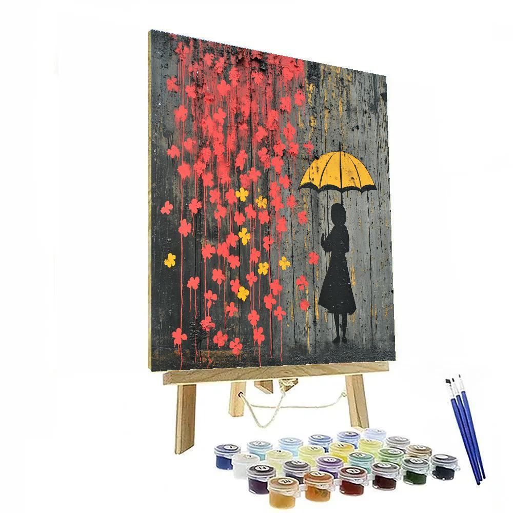 Banksy Inspired Flower Umbrella Paint by numbers art