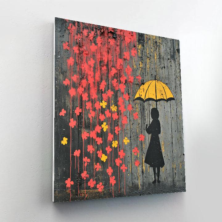 Banksy Inspired Flower Umbrella Paint by numbers art