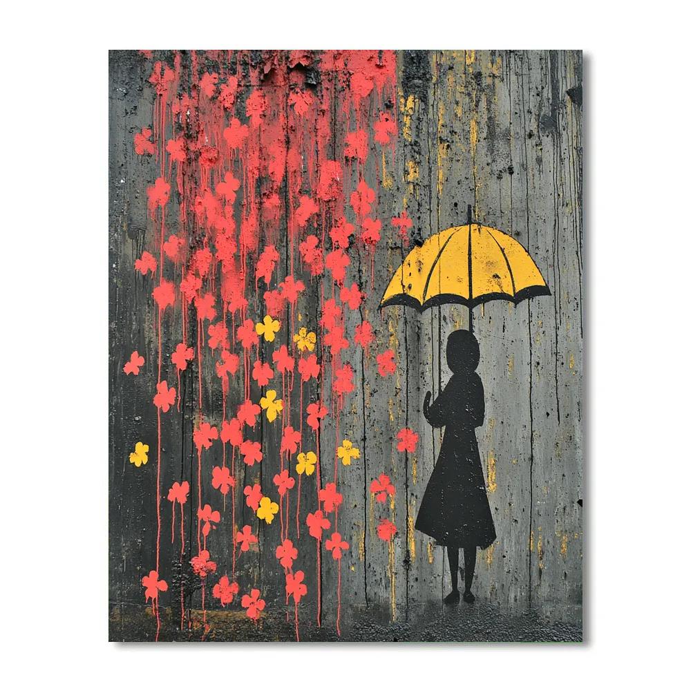 Banksy Inspired Flower Umbrella Paint by numbers art