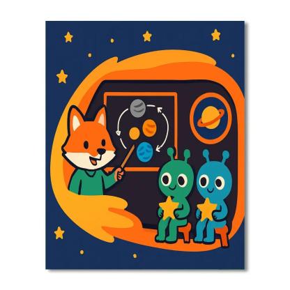 Comet Classroom With Professor Fox Paint by numbers art