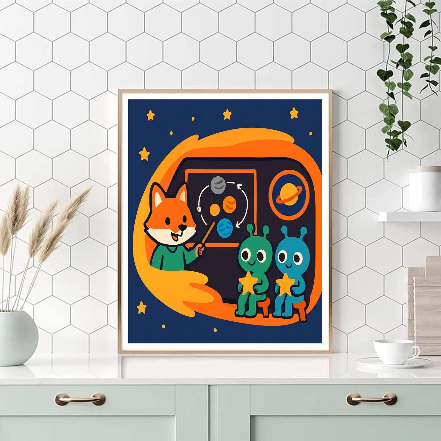 Comet Classroom With Professor Fox Paint by numbers art