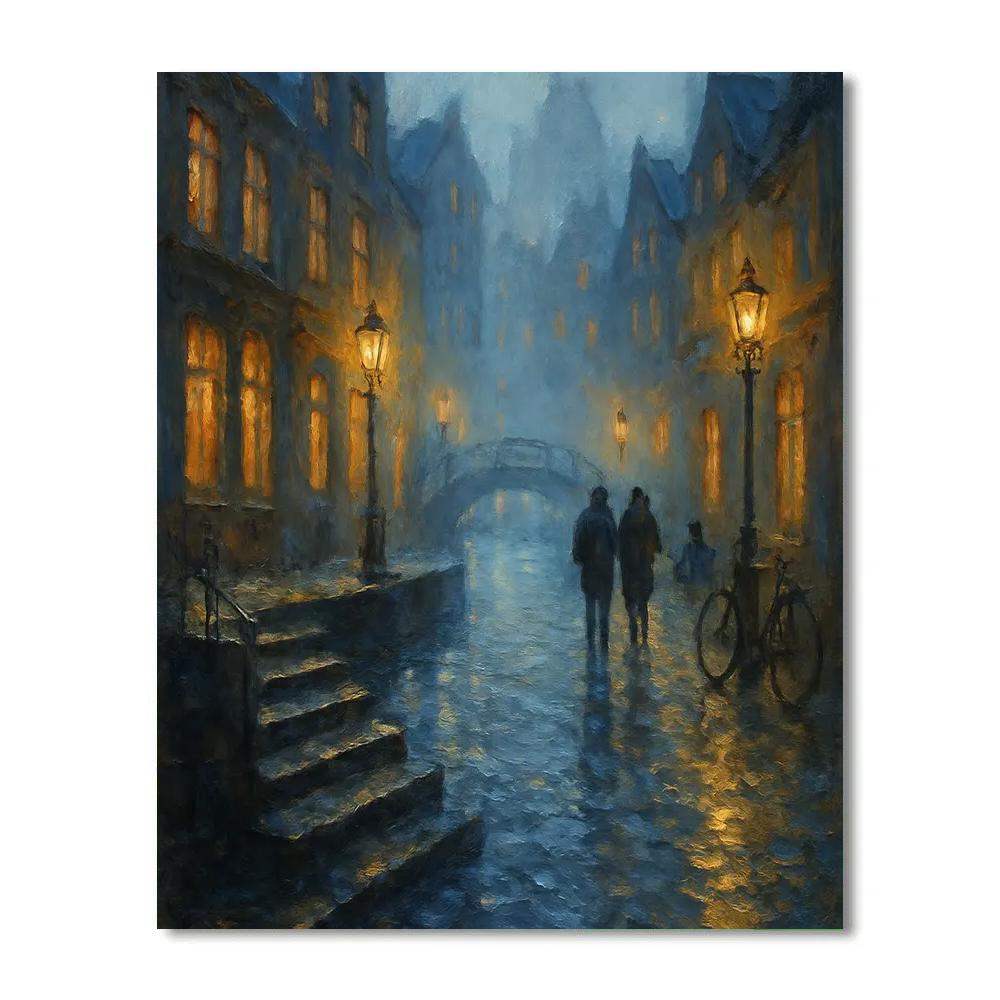 Lantern Mist Over The Canal Steps paint by numbers