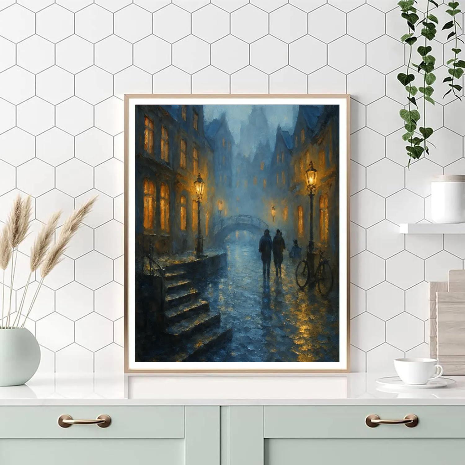 Lantern Mist Over The Canal Steps paint by numbers