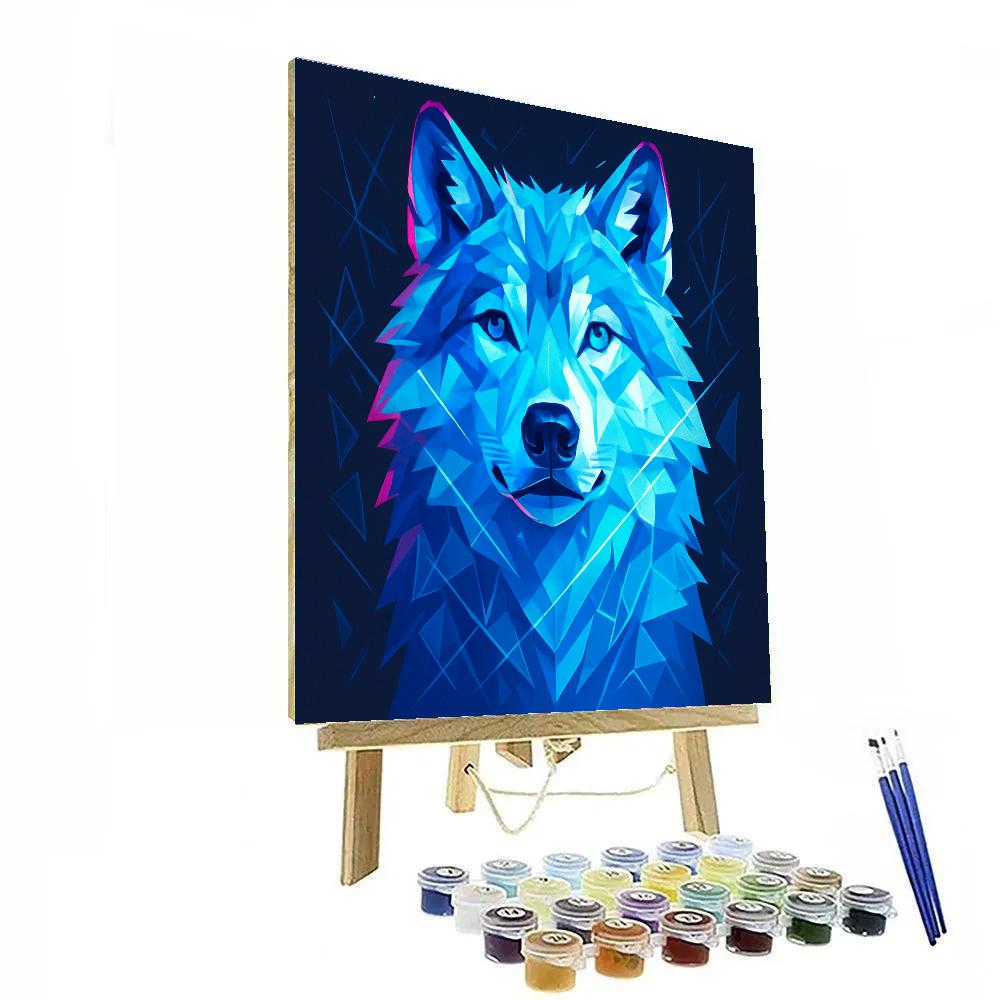 Prismatic Glacier Wolf Stare Number painting