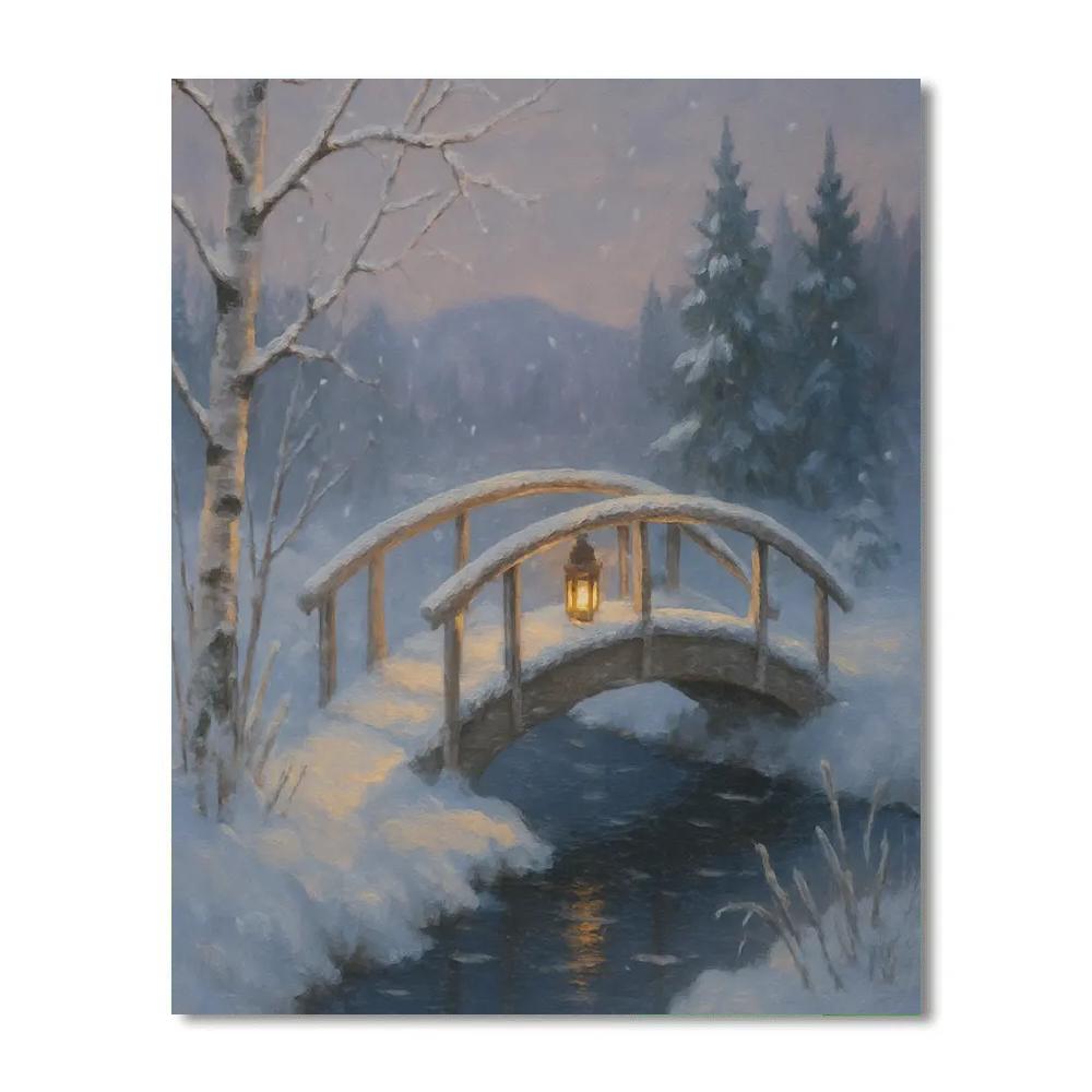 Lantern Light On The Silent Footbridge Painting by numbers kit