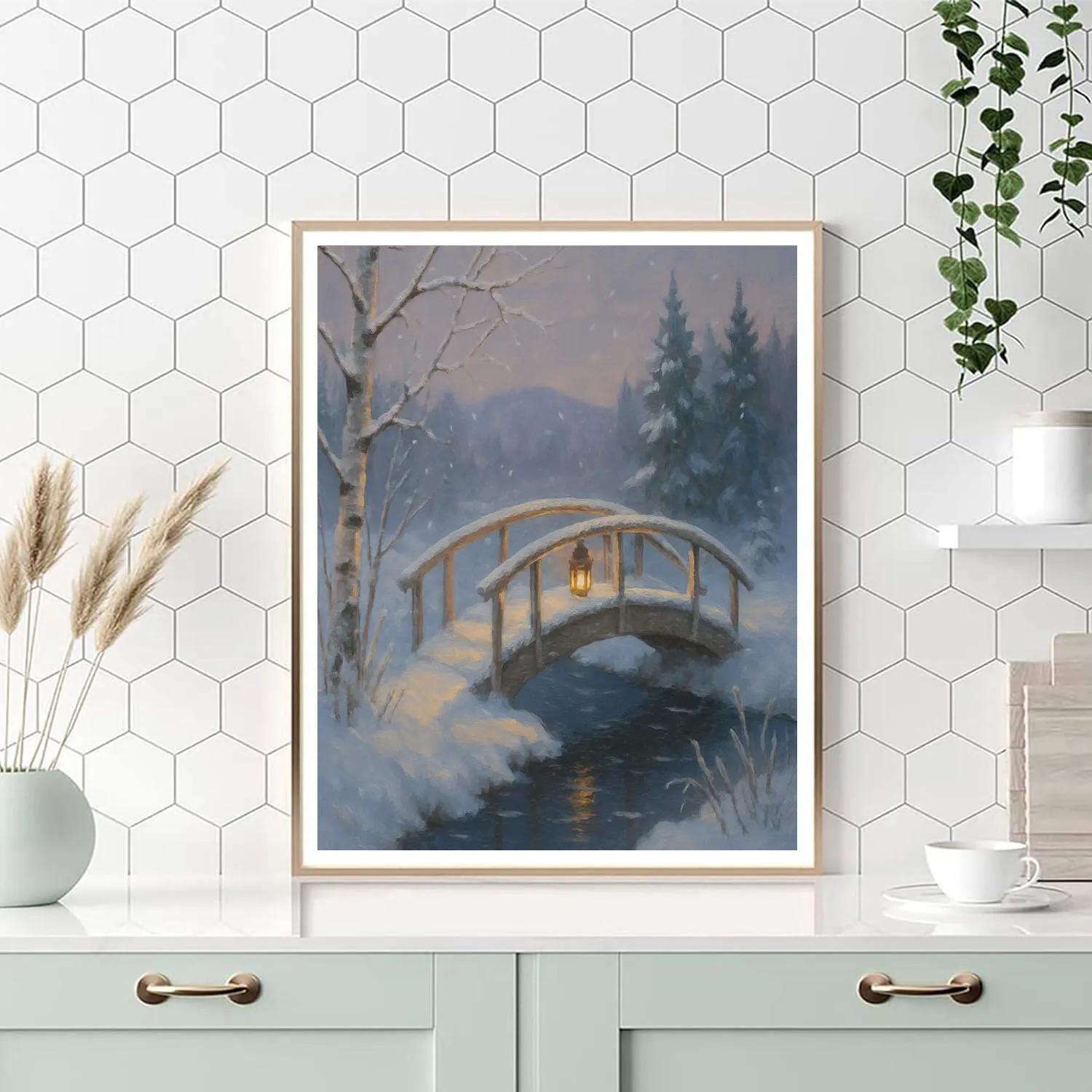 Lantern Light On The Silent Footbridge Painting by numbers kit