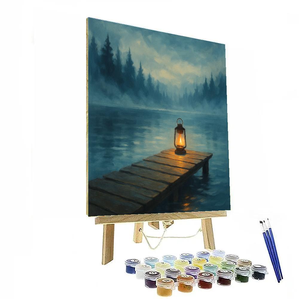 Candlelit Dock At Misty Blue Hour paint by numbers