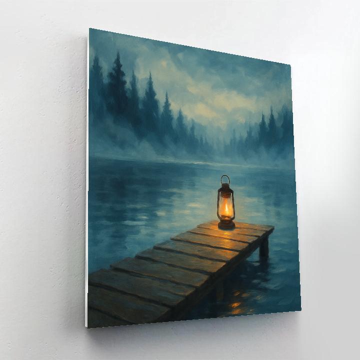 Candlelit Dock At Misty Blue Hour paint by numbers