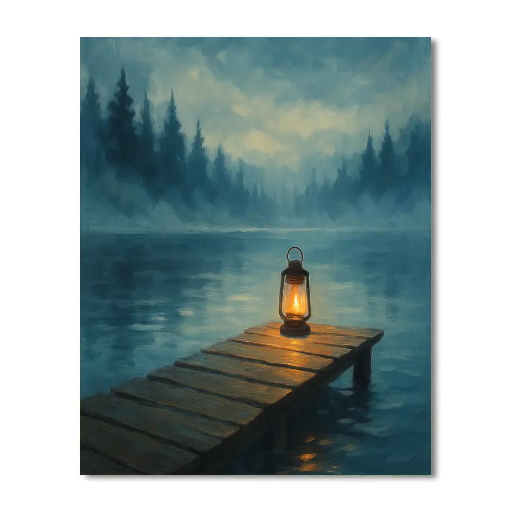 Candlelit Dock At Misty Blue Hour paint by numbers