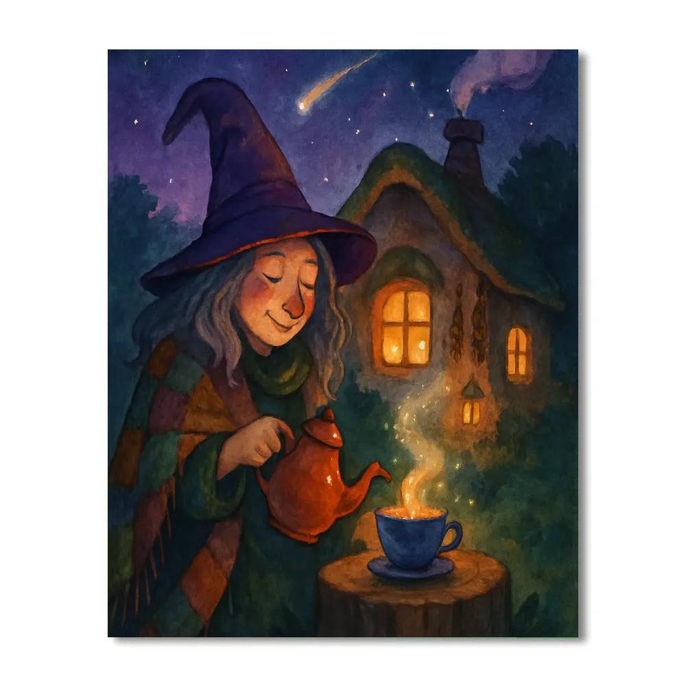 Witch Cottage Tea Under A Comet Sky Number painting