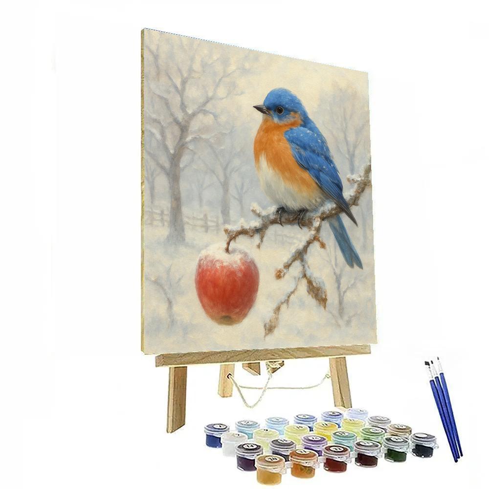 Frosty Orchard Bluebird Pause Numbered painting kits