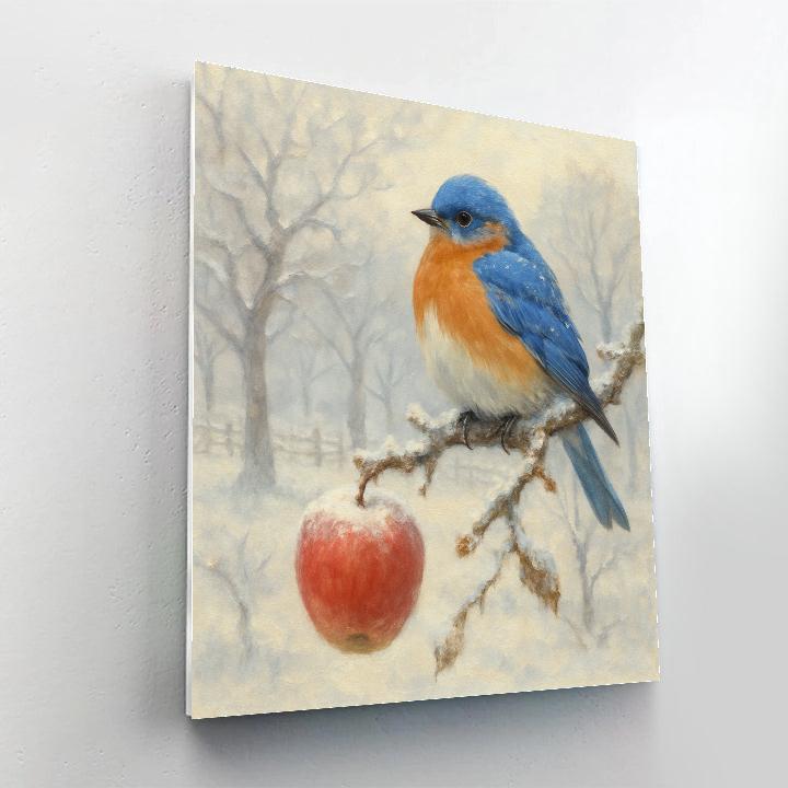 Frosty Orchard Bluebird Pause Numbered painting kits