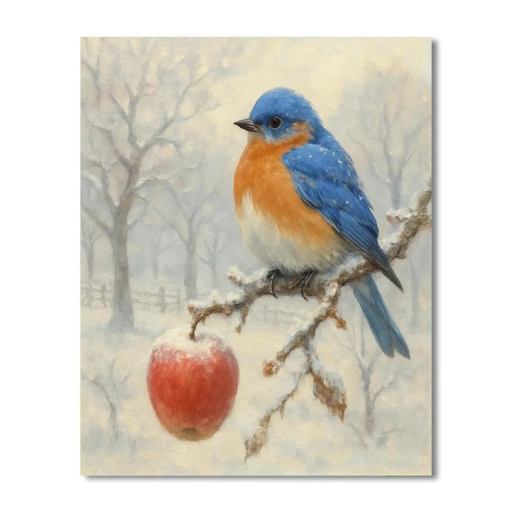 Frosty Orchard Bluebird Pause Numbered painting kits