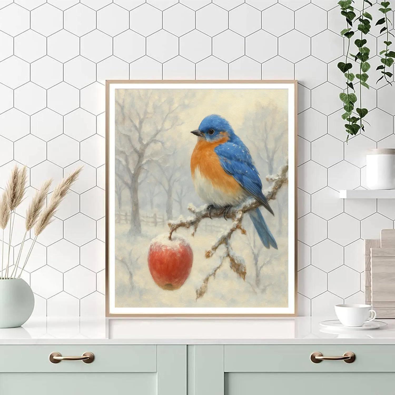 Frosty Orchard Bluebird Pause Numbered painting kits