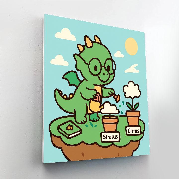 Sky Garden On A Floating Island With Baby Dragon Botanist Painting by numbers kit
