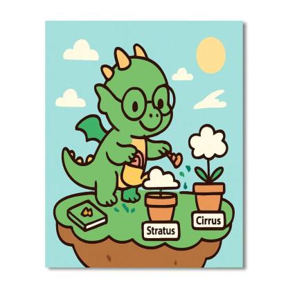 Sky Garden On A Floating Island With Baby Dragon Botanist Painting by numbers kit