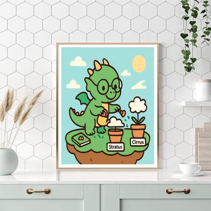 Sky Garden On A Floating Island With Baby Dragon Botanist Painting by numbers kit