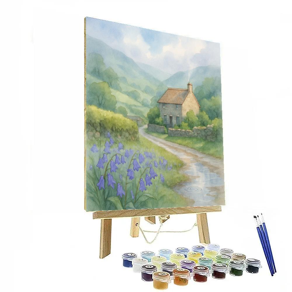 Bluebell Rain On The Stone Cottage Valley Painting by numbers kit