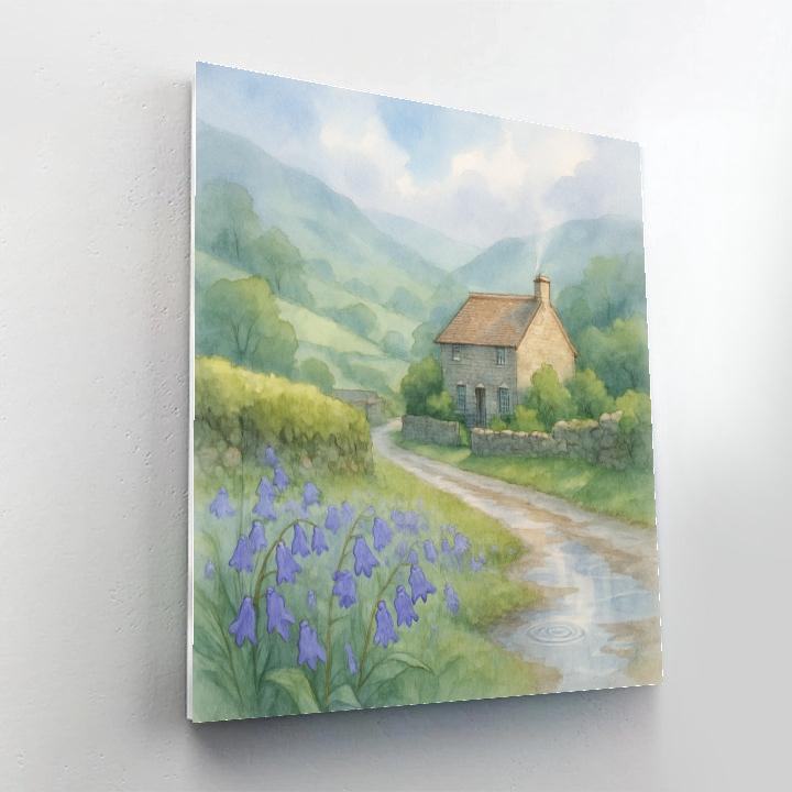 Bluebell Rain On The Stone Cottage Valley Painting by numbers kit