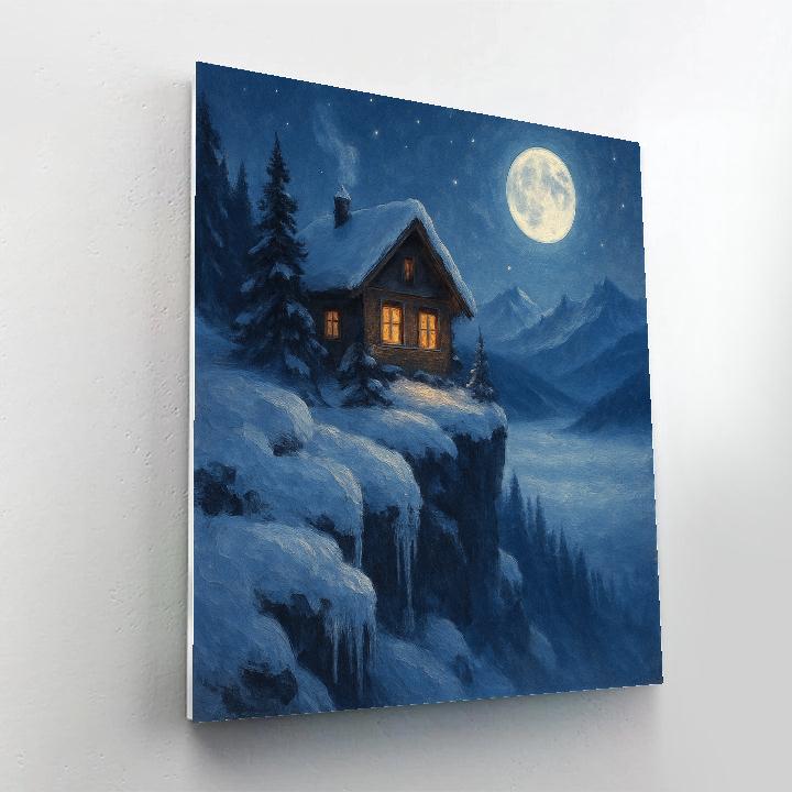 Moonlit Chalet Above The Frost Sea paint by numbers