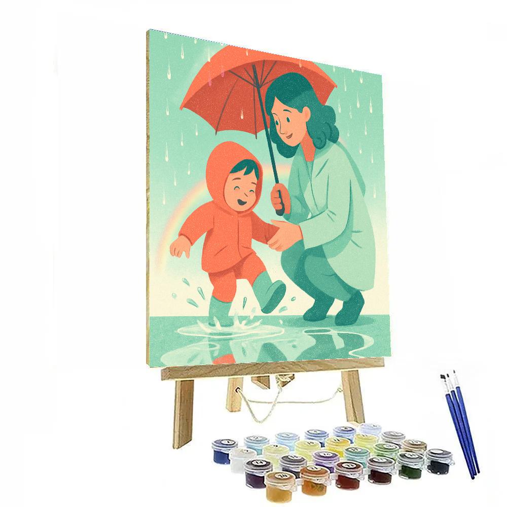 Umbrella Of Care In Spring Rain DIY paint by numbers