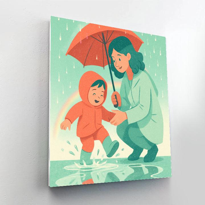 Umbrella Of Care In Spring Rain DIY paint by numbers