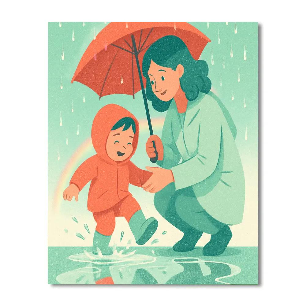 Umbrella Of Care In Spring Rain DIY paint by numbers