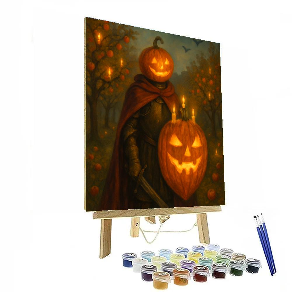 Pumpkin Knight Guarding The Candle Orchard paint by color