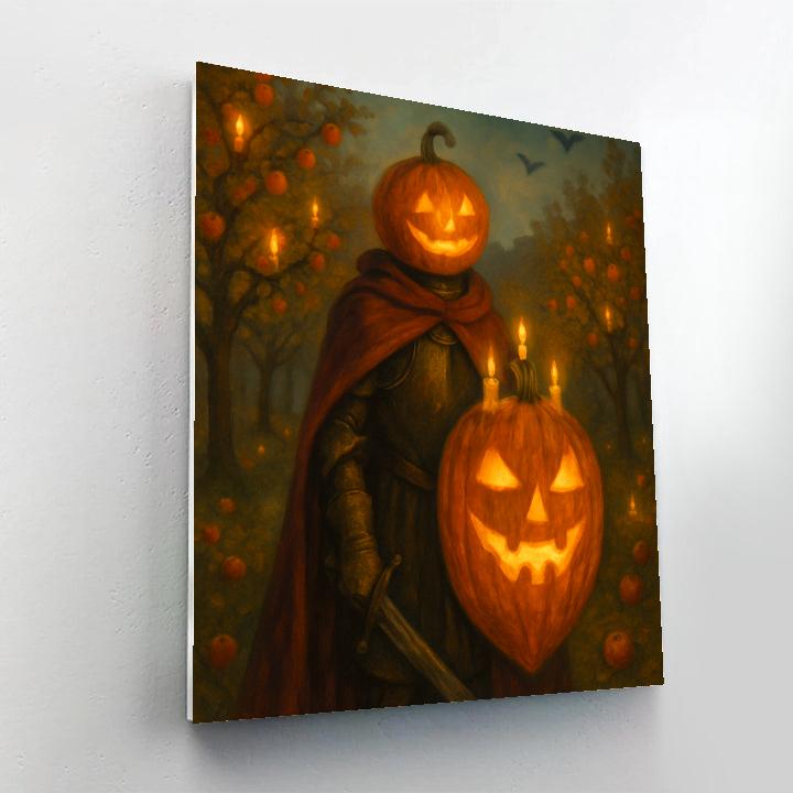 Pumpkin Knight Guarding The Candle Orchard paint by color